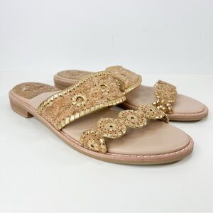 Jack Rogers Caroline Flat Sandals Cork Gold size 9.5